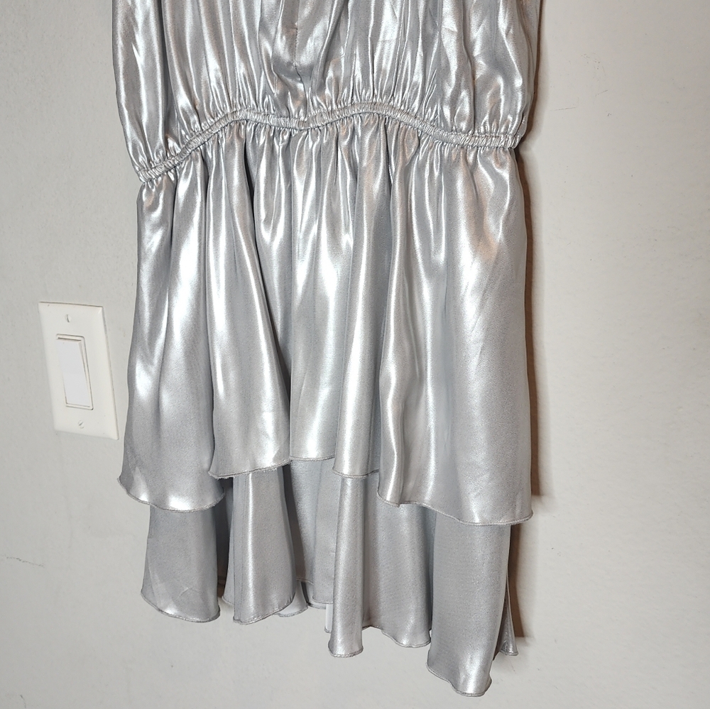 NWT Zadig & Voltaire Girls' Size 14 Freja Silver Metallic Dress Stretch Waist - Picture 7 of 16